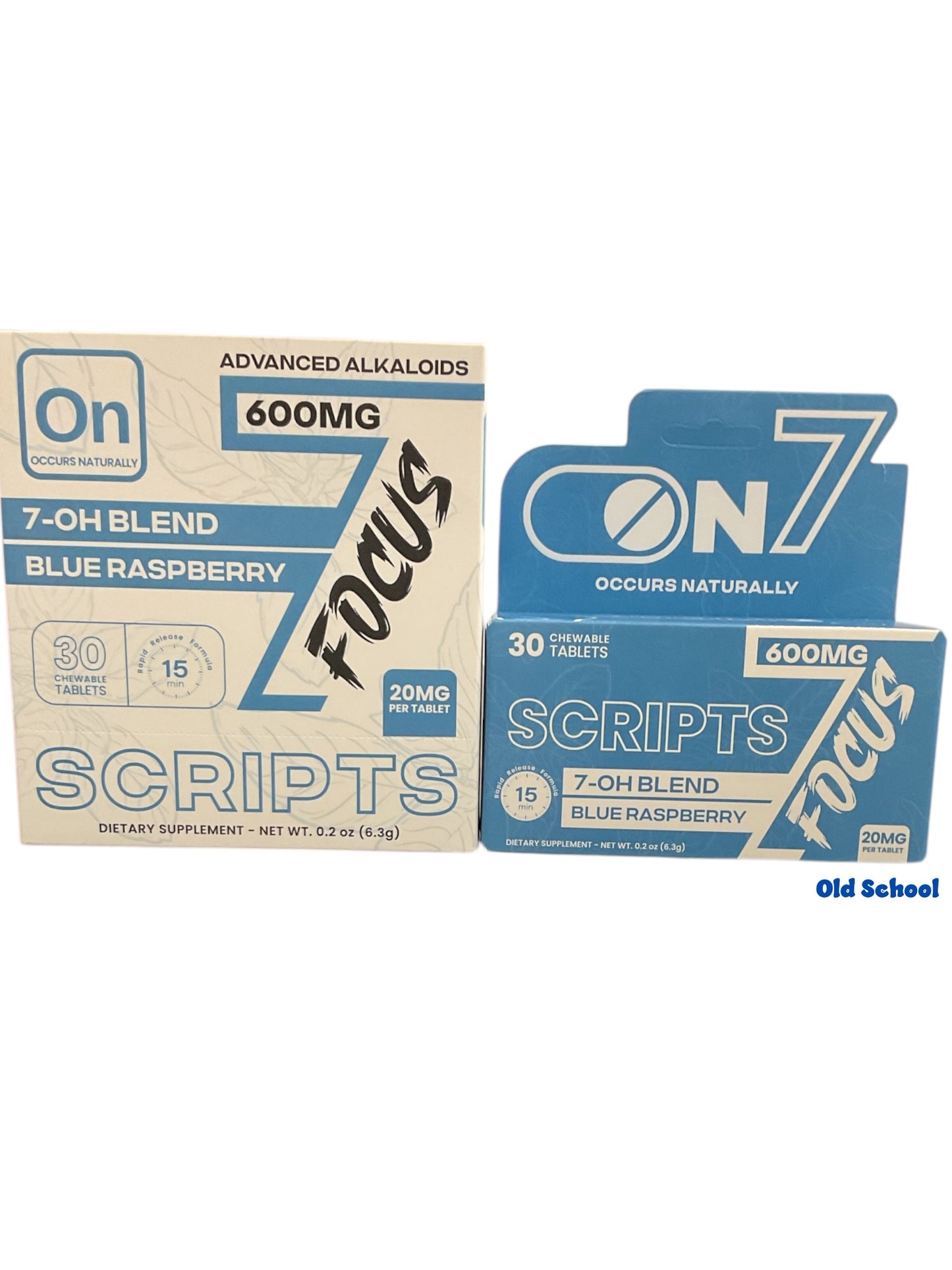 On7 SCRIPTS 600mg Focus Blue Raspberry 30 20mg chewable tablets