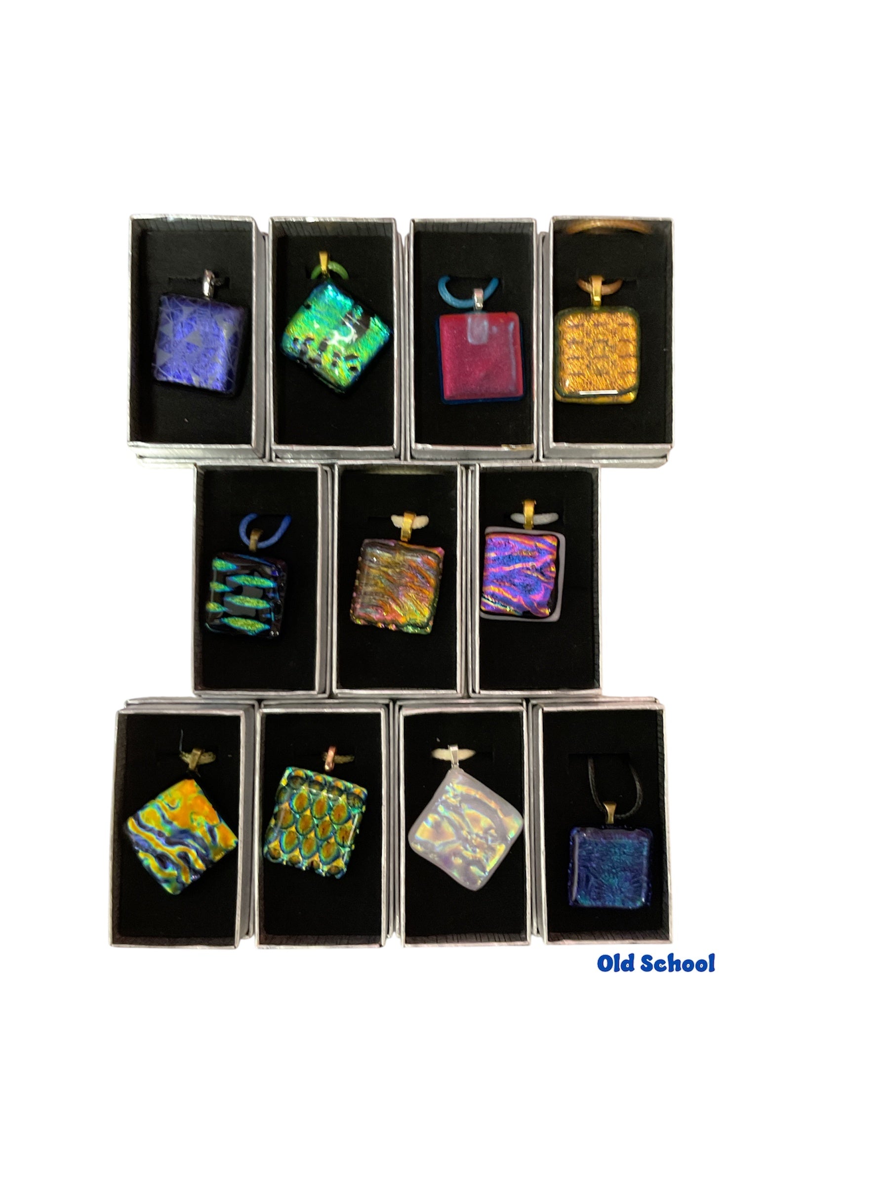 OMG!!! Dichromatic Pendants Squares & Rectangles (Silver box)