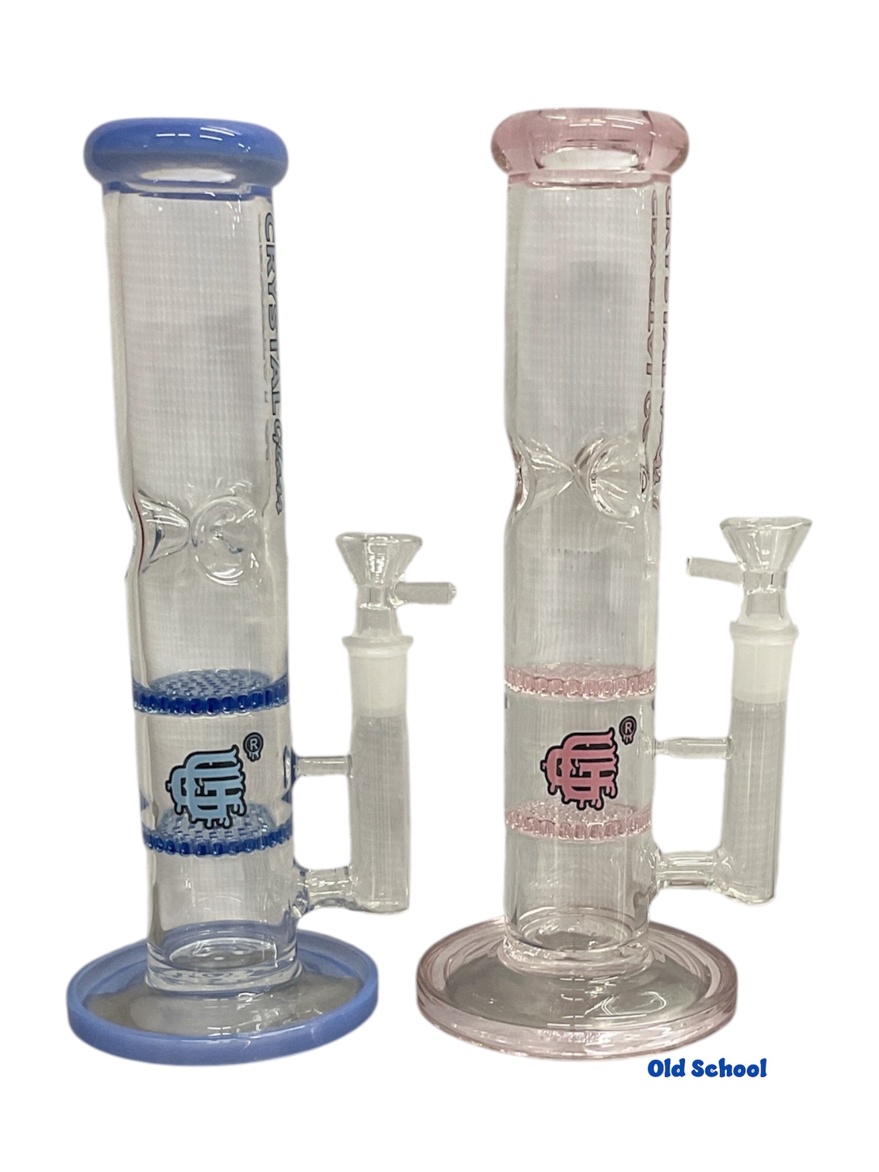 10” Crystal Glass Double Honeycomb Perc Waterpipe