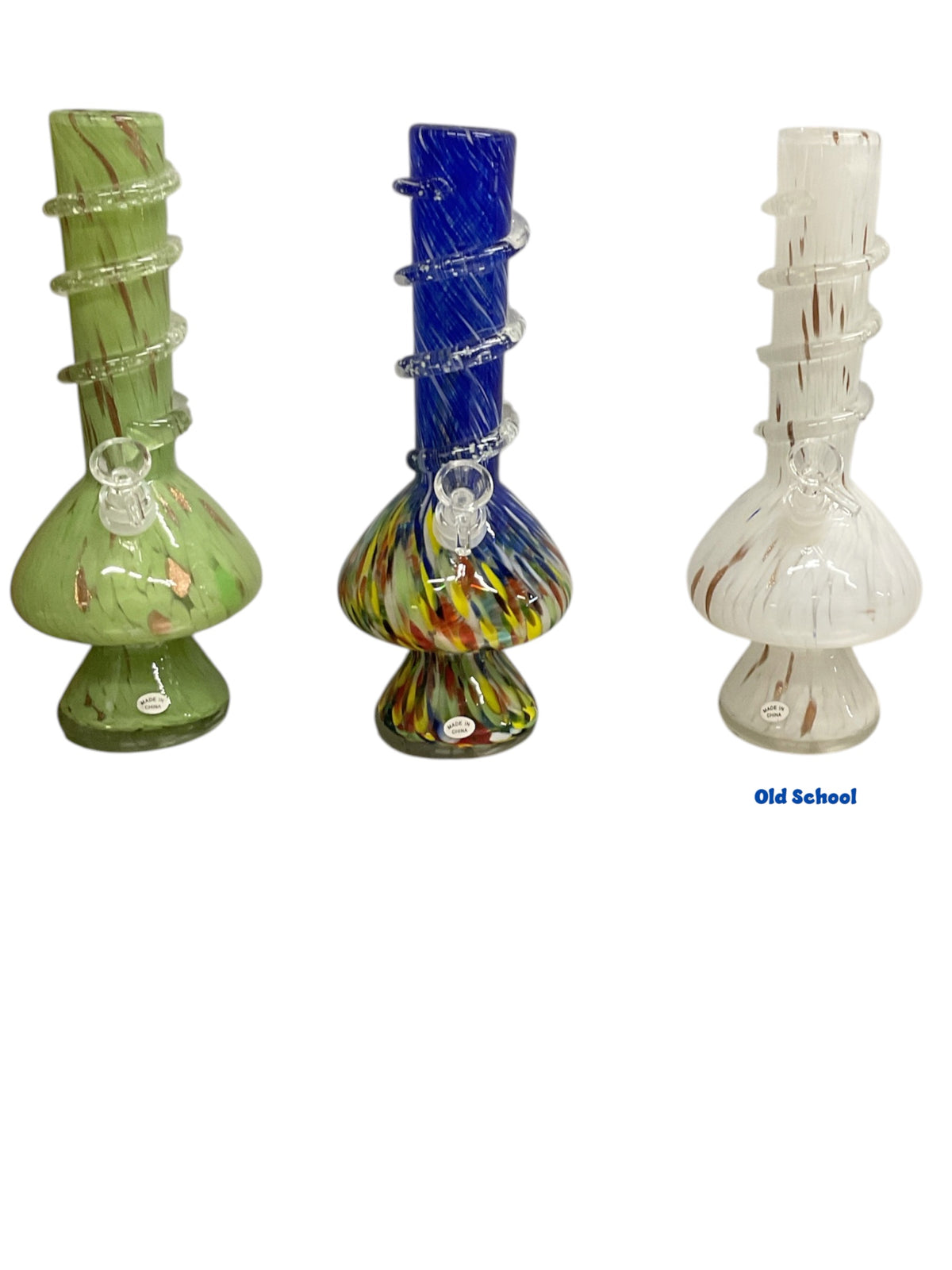 12” Mushroom Base Twirl Wrap Glow in the Dark Soft Glass