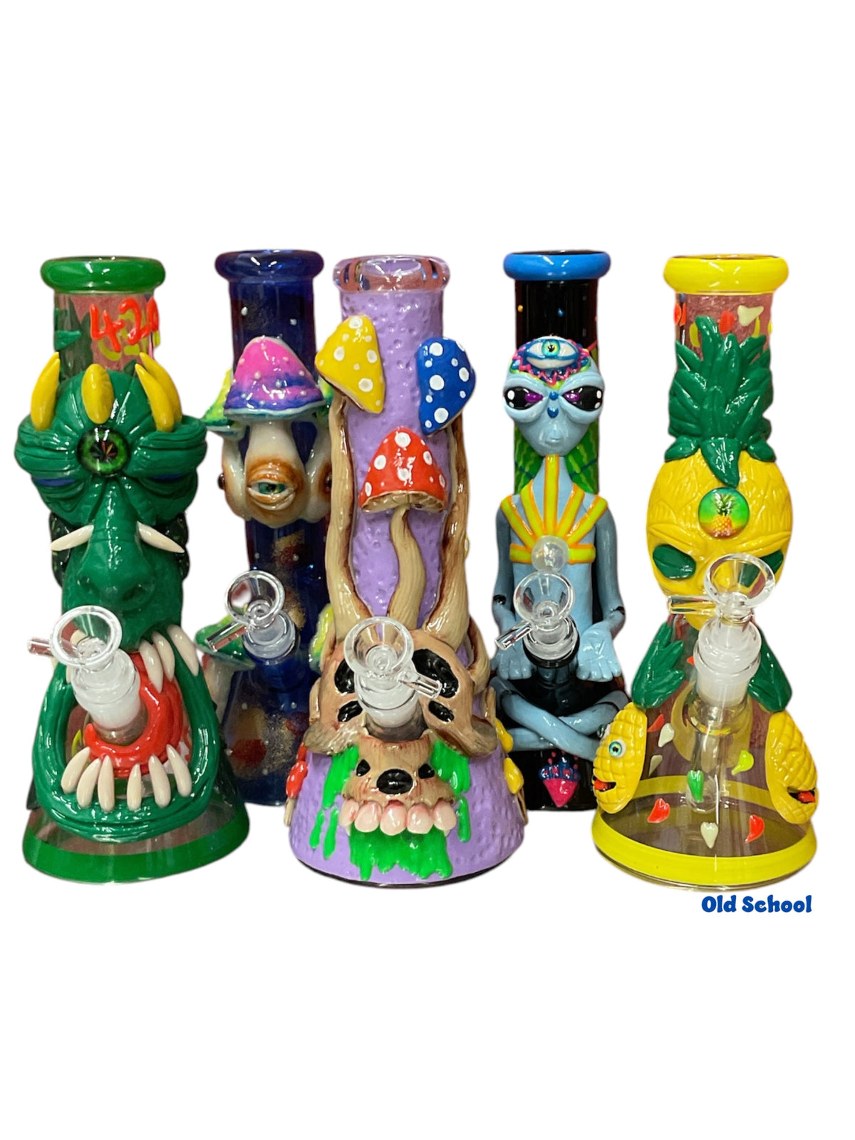 C68 10” 3D Glow in the Dark Heady Mushroom/Alien Water pipe